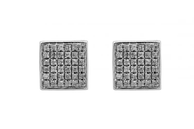9ct White Gold Square Diamond Stud Earrings 0.25ct