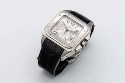 Cartier Santos 100XL 41mm Chronograph Black Leather W20090X8 2011