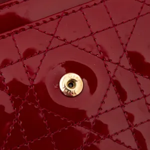 Dior Red Patent Leather Cannage Lady Dior Wallet On Chain Bag