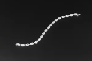 9ct White Gold Diamond Marquise Bracelet 3.02ct