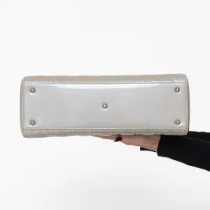 Dior Large Lady Dior Grey Patent Leather Bag