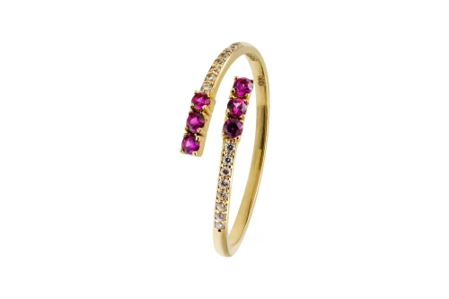 14ct Yellow Gold Pink & White Cubic Zirconia Open Eternity Ring Size P 1.2g