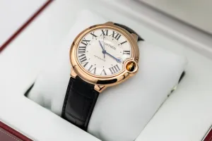 Cartier Ballon Bleu 42mm 18ct Rose Gold Black Leather W6900651 2012