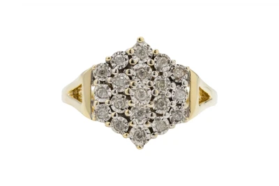 9ct Yellow Gold Cluster Diamond Ring 0.15ct