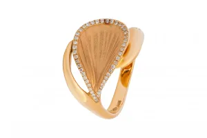 Annamaria Cammilli 18ct Natural Beige Gold & Diamond Goccia Ring 0.11ct