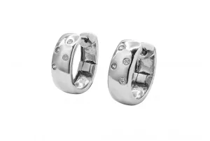 18ct White Gold Diamond Huggies Earrings 0.10ct 5.6g