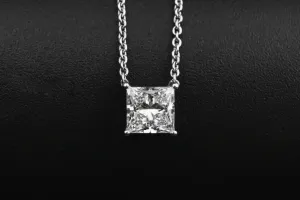 18ct White Gold Lab Diamond Princess Cut Necklace 2.02ct GIA Certified