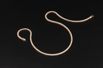 14ct Rose Gold Diamond Tennis Necklace 37.14ct 66.5g