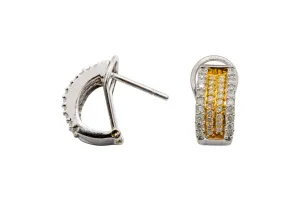 14ct White & Yellow Gold Clip Back Diamond Huggie Earrings  0.50ct