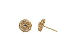 9ct Yellow Gold CZ Cluster Stud Earrings 2g