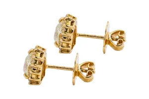 18ct Yellow Gold Diamond Heart Shaped Stud Earrings 2.53ct