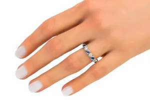 18ct White Gold Diamond & Sapphire Ring 0.32ct 3.5g