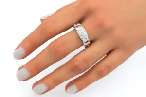 9ct White Gold Diamond ID Design Mens Ring 0.10ct 3.8g