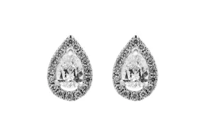 18ct White Gold Teardrop Diamond Stud Earrings 0.72ct
