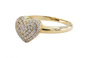 9ct Yellow Gold Cubic Zirconia Heart Ring 1.8g
