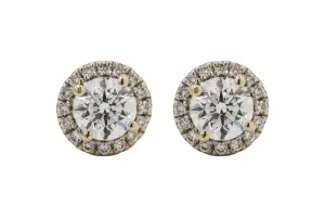 18ct White Gold Halo Diamond Stud Earrings 0.50ct