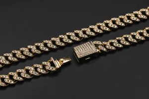 9ct Yellow Gold Diamond Cuban Chain 110.8g