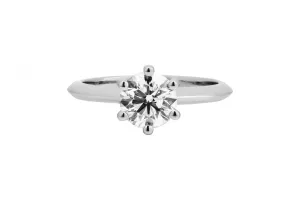 Platinum Knife-Edge Round Brilliant Diamond  Engagement Ring 1.20ct GIA Certified