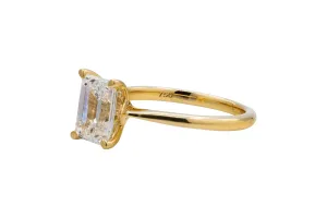 18ct Yellow Gold LAB Diamond Emerald Engagement Ring 1.83ct IGI Certified