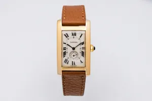 Cartier Tank Americaine 24mm 18ct Yellow Gold Brown Leather W2600951 Circa 2000s