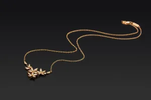 18ct Rose Gold Diamond Flower Necklace App 1cts