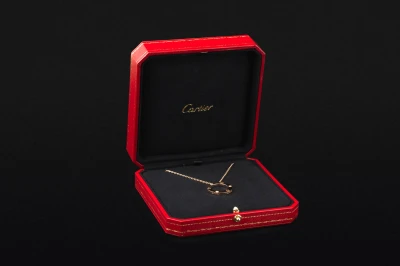 Cartier LOVE Pendant 3 Diamond 18ct Rose Gold Necklace 0.07ct