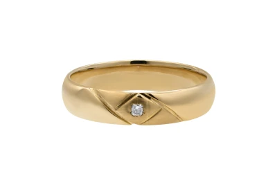 9ct Yellow Gold Diamond Set Classic Band Ring 0.05ct 4.2g