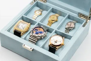 TDB Watch Storage Box - Sky Blue Velvet - 6 Watch Capacity