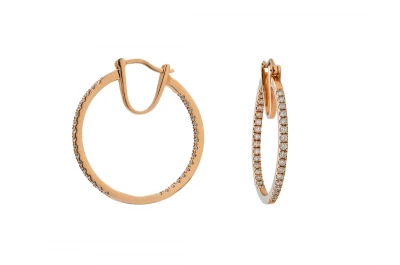 18ct Rose Gold Elegant Pavé Set Diamond Hoops 0.55ct