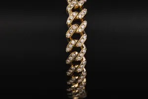 9ct Yellow Gold Diamond Cuban Bracelet 8.5" 42.1g