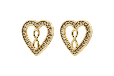 9ct Yellow Gold Cubic Zirconia Classic Gold Heart Studs 2.2g