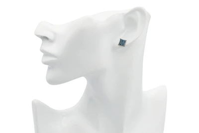 9ct White Gold Square Blue Diamond Stud Earrings 0.52ct