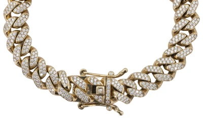 9ct Yellow Gold Diamond Cuban Bracelet 4.4ct VS