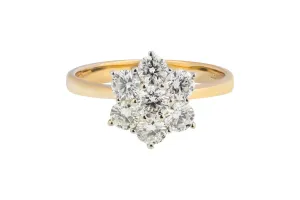 18ct Yellow Gold Diamond Cluster Ring 1.00ct
