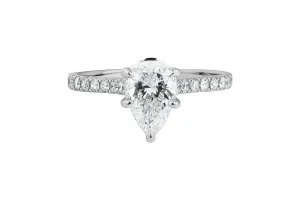 18ct White Gold Lab Diamond Pear Shape Hidden Halo Engagement Ring 1.01ct IGI Certified