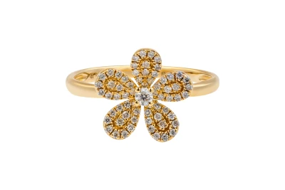 18ct Yellow Gold Diamond Flower Cluster Ring 0.32ct