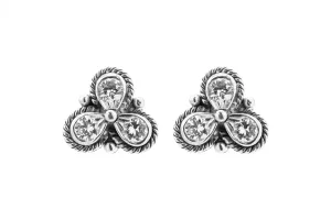 18ct White Gold Antique Design Diamond Stud Earrings 0.30ct 4.9g