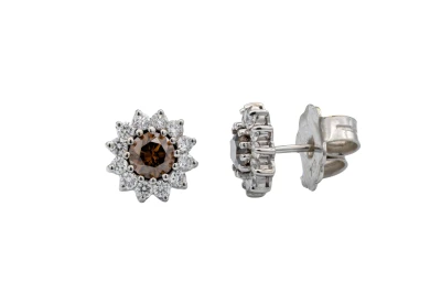 Browns 18ct White Gold Champagne Diamond Set Size N 11g