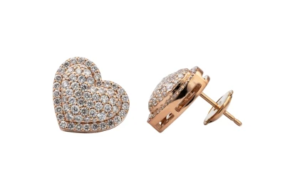 18ct Rose Gold Heart Stud Earrings 1.06ct