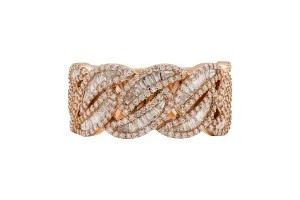 9ct Rose Gold Diamond Cuban Mens Ring 1.07ct