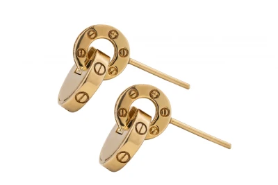 9ct Yellow Gold Cubic Zirconia & Screw Design Stud Earrings 3.7g