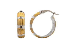 9ct Yellow/White Gold Hoop Earrings 1.6g
