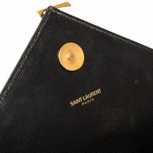 Saint Laurent Black Leather Large Envelope Shoulder Bag