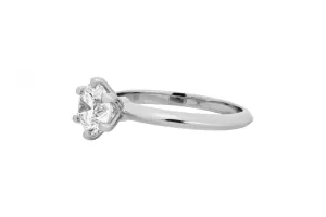 Platinum Knife-Edge Round Brilliant Diamond  Engagement Ring 1.20ct GIA Certified