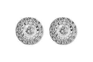 9ct White Gold Diamond Halo Studs 1.00ct 2g