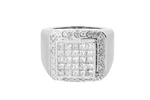 14ct White Gold Mens Diamond Ring 0.89ct
