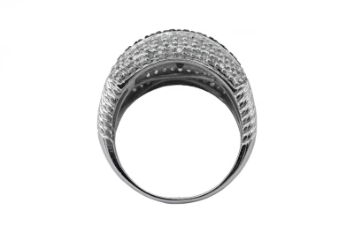 9ct White Gold Blue Diamond Pavé Band Ring with White Diamond Accents