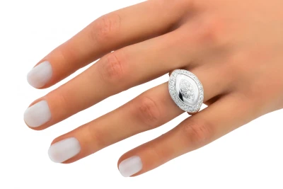 14ct White Gold Diamond Evil Eye Ring 0.28ct 6.8g