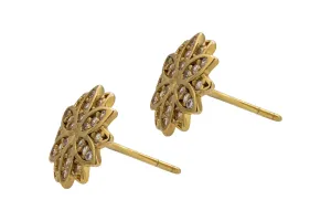 9ct Yellow Gold Cubic Zirconia Flower Stud Earrings