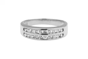 14ct White Gold Diamond Double Row Ring 0.20ct 3.3g